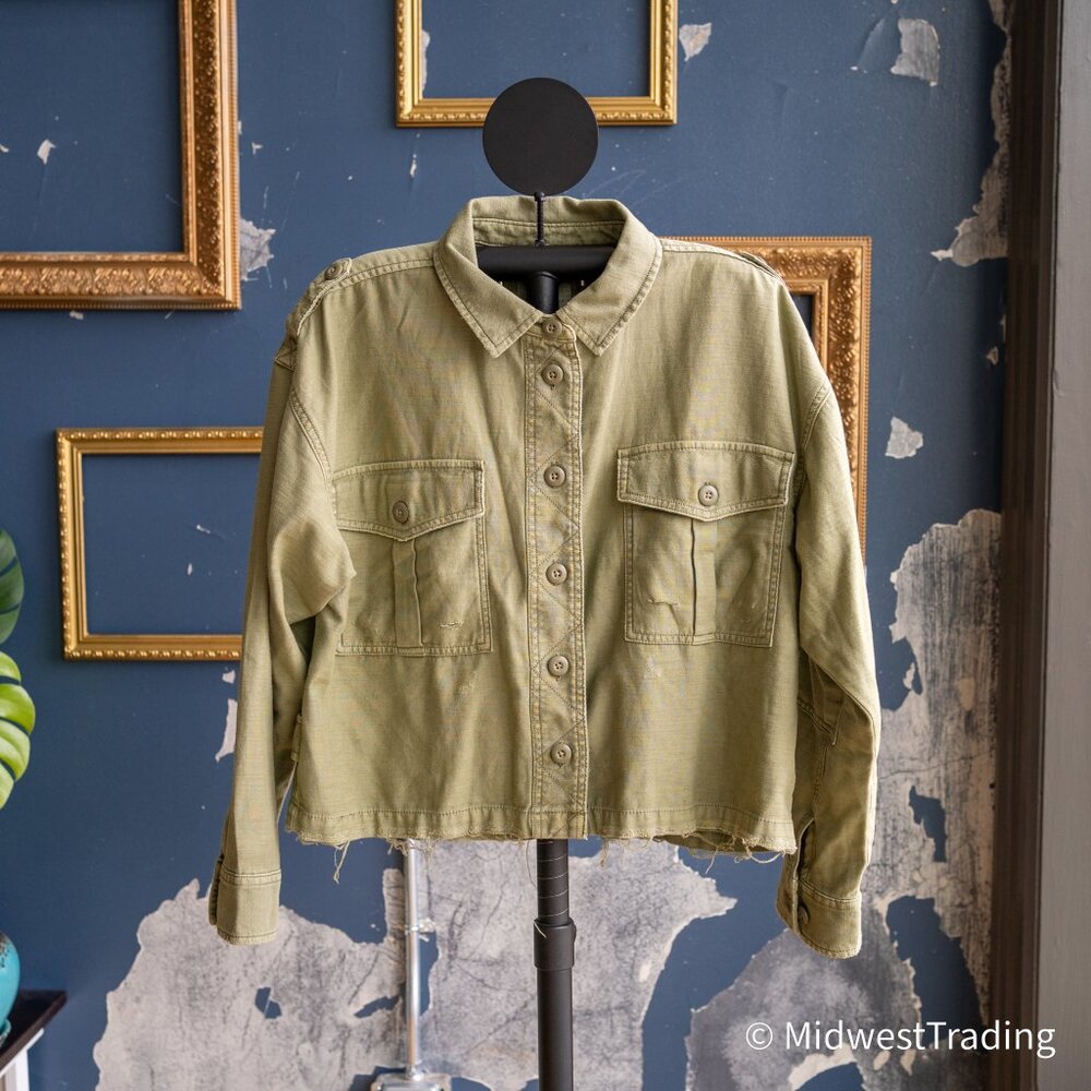 American Eagle Cropped Distressed Utility Jacket